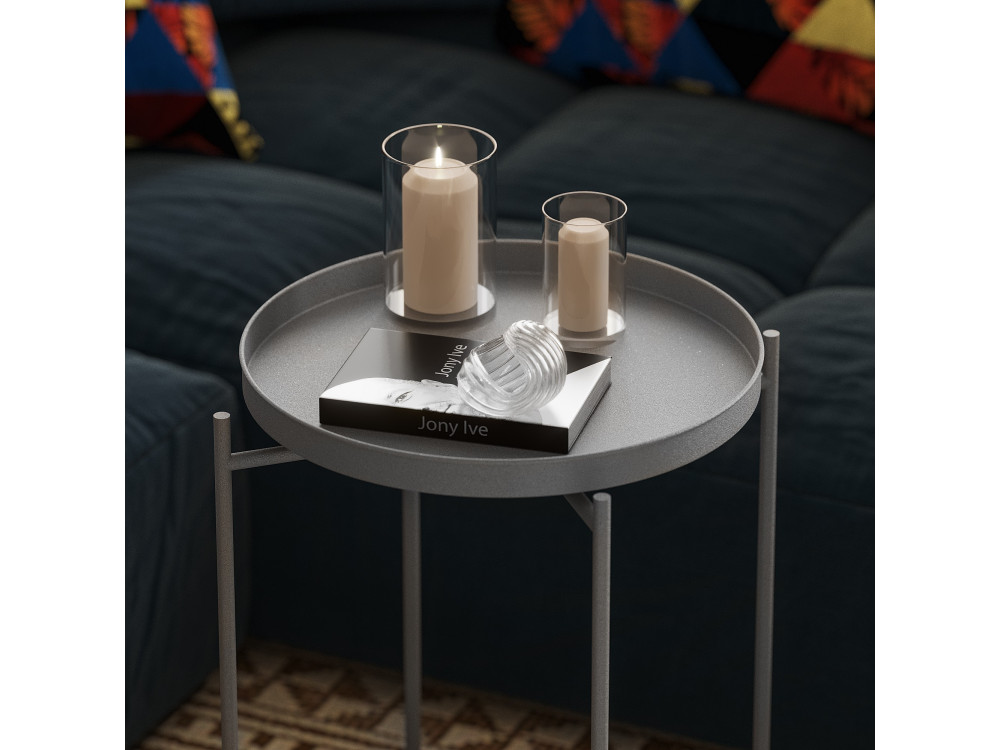 Table basse en métal "Sheby" 46 x 46 x 56 cm - Gris