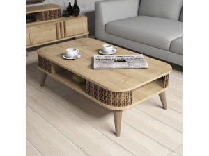 Table basse en bois "Eylul" - 105 x 60 x 34 cm - Marron 2