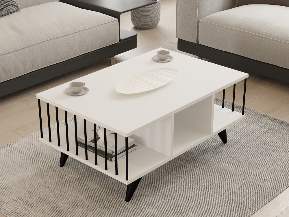 Table basse en bois "Bert" - 90 x 60 x 40 cm - Blanc