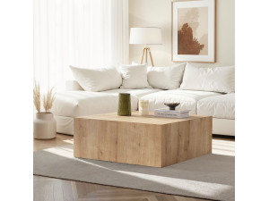 Table Basse en MDF "Prizma" - 90 x 90 x 35 cm - Chêne Saphir 2