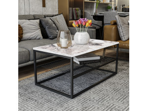 Table basse en bois "Asude" - 95 x 55 x 42 cm - Blanc 2