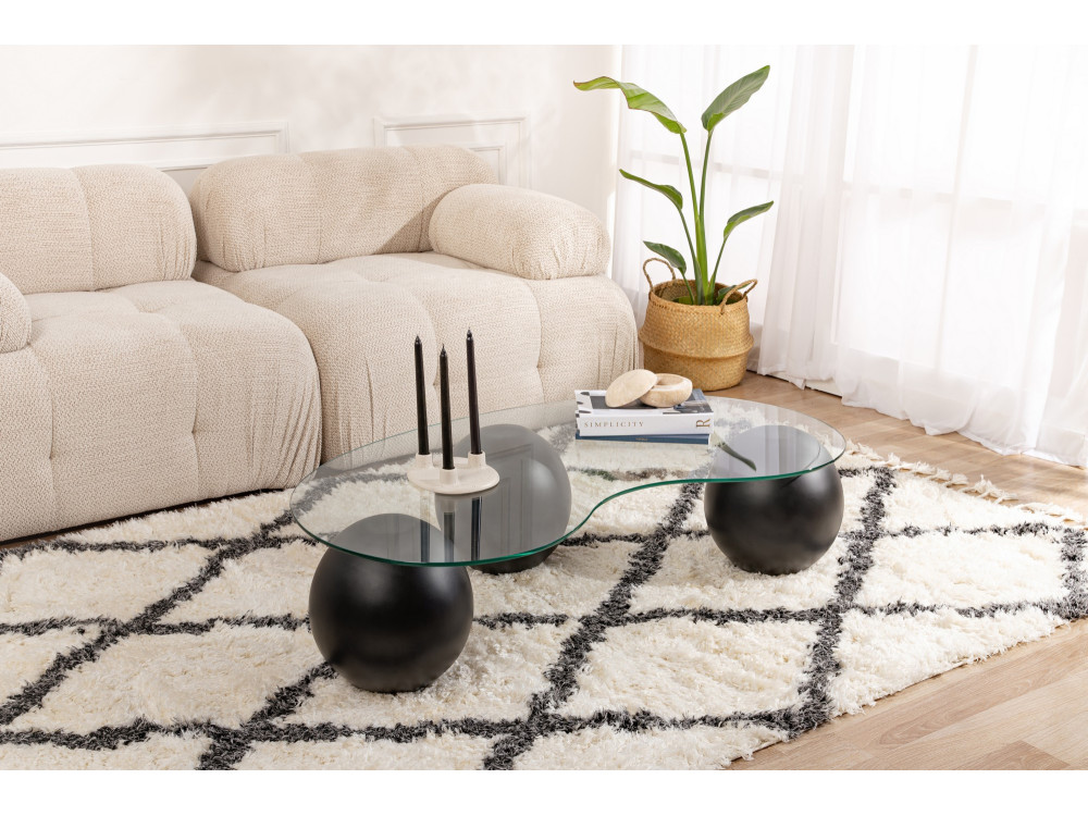 Table basse en verre "Sphere" - 120 x 70 x 30 cm - Noir