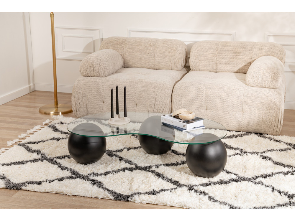 Table basse en verre "Sphere" - 120 x 70 x 30 cm - Noir