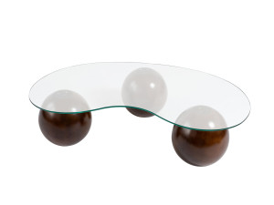 Table basse en verre "Sphere" - 120 x 70 x 30 cm - Marron