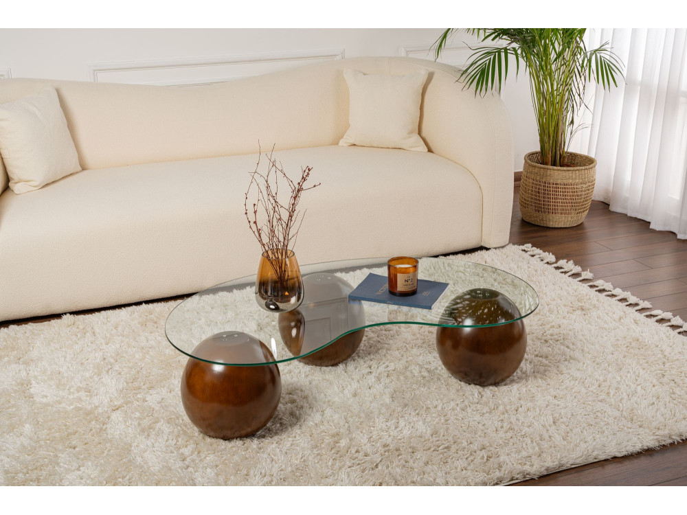 Table basse en verre "Sphere" - 120 x 70 x 30 cm - Marron