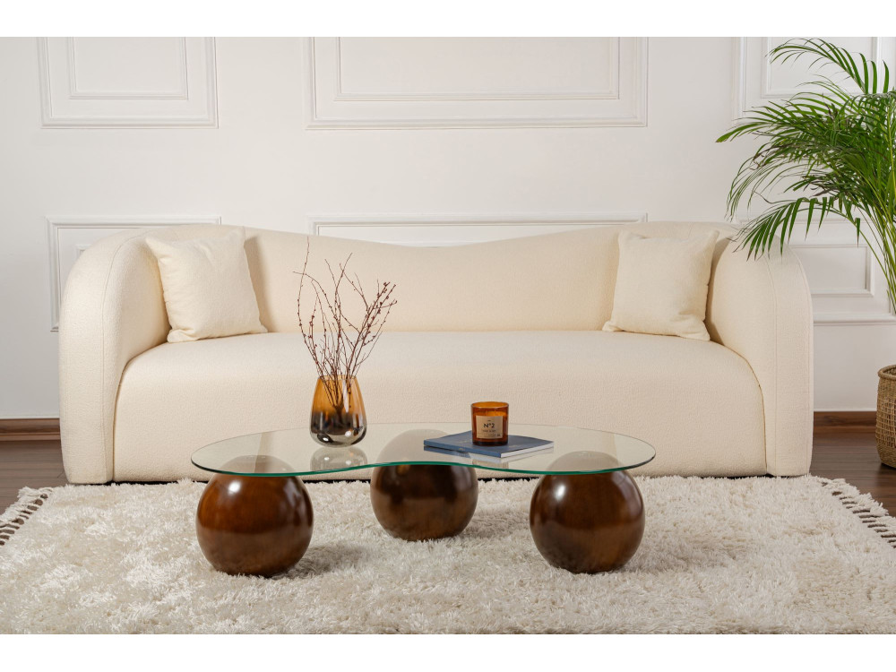 Table basse en verre "Sphere" - 120 x 70 x 30 cm - Marron
