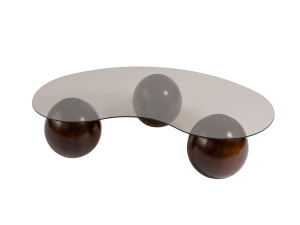 Table basse en verre "Sphere" - 120 x 70 x 30 cm - Marron