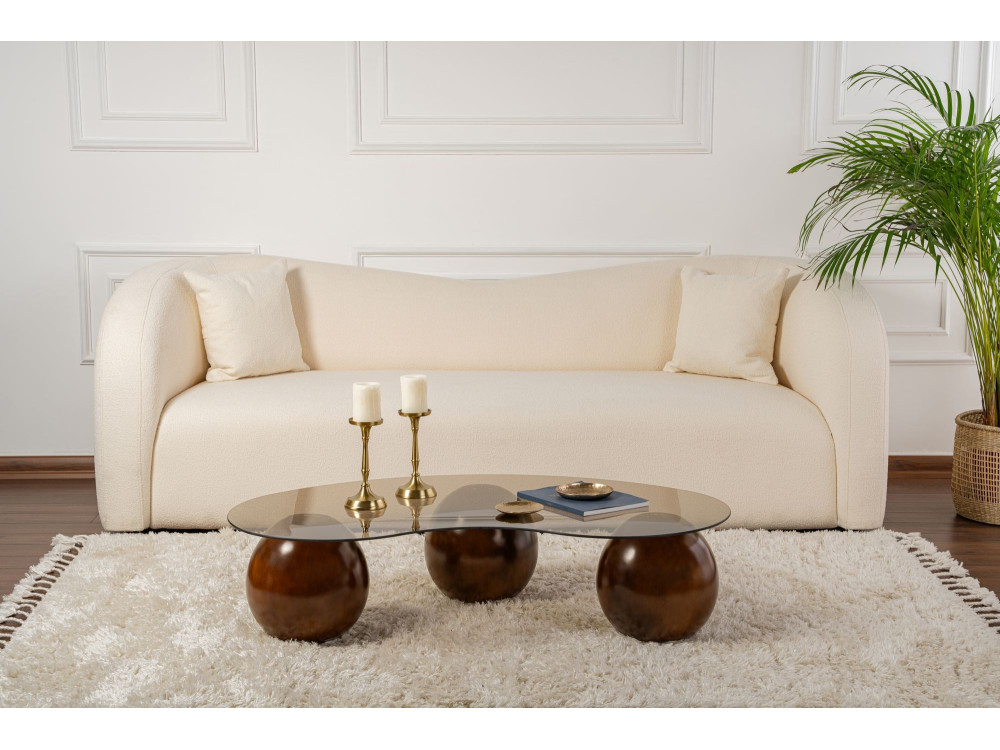 Table basse en verre "Sphere" - 120 x 70 x 30 cm - Marron