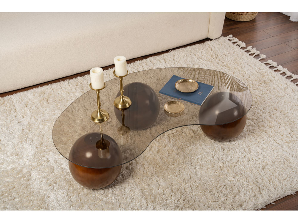 Table basse en verre "Sphere" - 120 x 70 x 30 cm - Marron