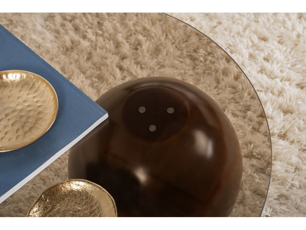 Table basse en verre "Sphere" - 120 x 70 x 30 cm - Marron