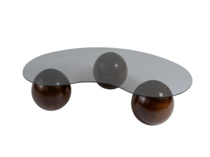 Table basse en verre "Sphere" - 120 x 70 x 30 cm - Marron