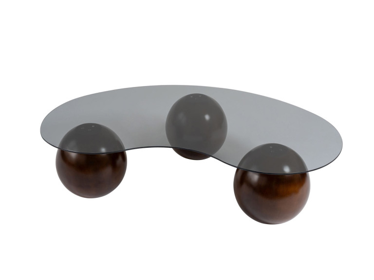 Table basse en verre "Sphere" - 120 x 70 x 30 cm - Marron