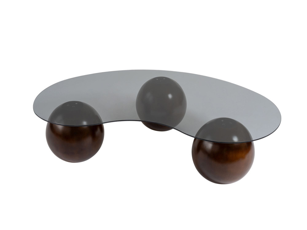 Table basse en verre "Sphere" - 120 x 70 x 30 cm - Marron