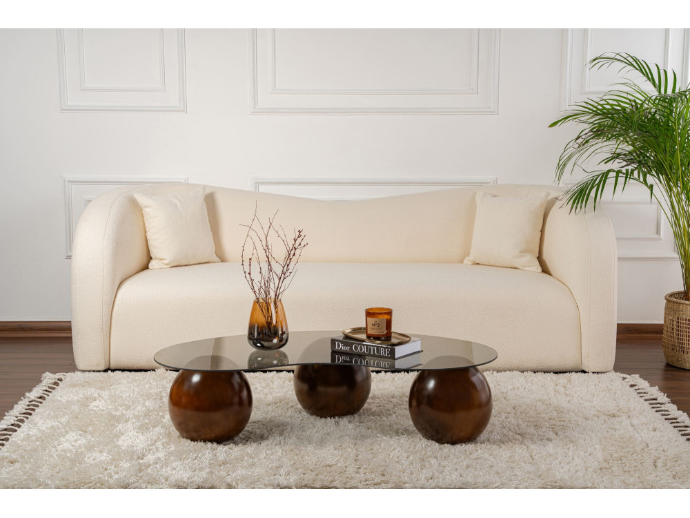 Table basse en verre "Sphere" - 120 x 70 x 30 cm - Marron