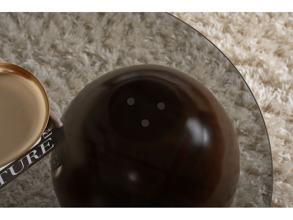 Table basse en verre "Sphere" - 120 x 70 x 30 cm - Marron