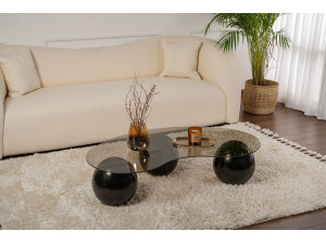 Table basse en verre "Sphere" - 120 x 70 x 30 cm - Noir 2