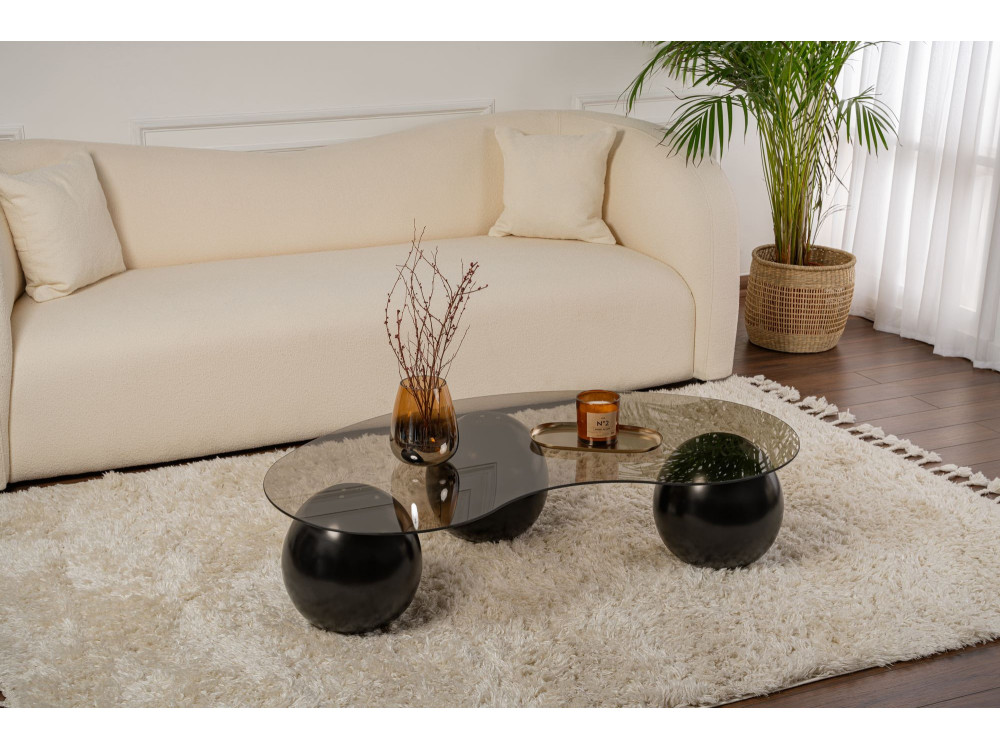 Table basse en verre "Sphere" - 120 x 70 x 30 cm - Noir
