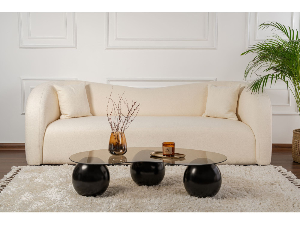 Table basse en verre "Sphere" - 120 x 70 x 30 cm - Noir