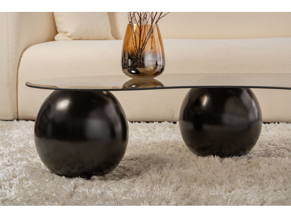 Table basse en verre "Sphere" - 120 x 70 x 30 cm - Noir