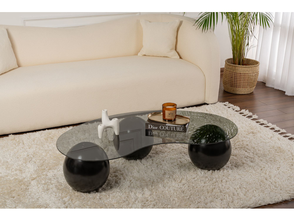 Table basse en verre "Sphere" - 120 x 70 x 30 cm - Noir