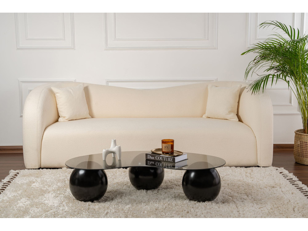 Table basse en verre "Sphere" - 120 x 70 x 30 cm - Noir