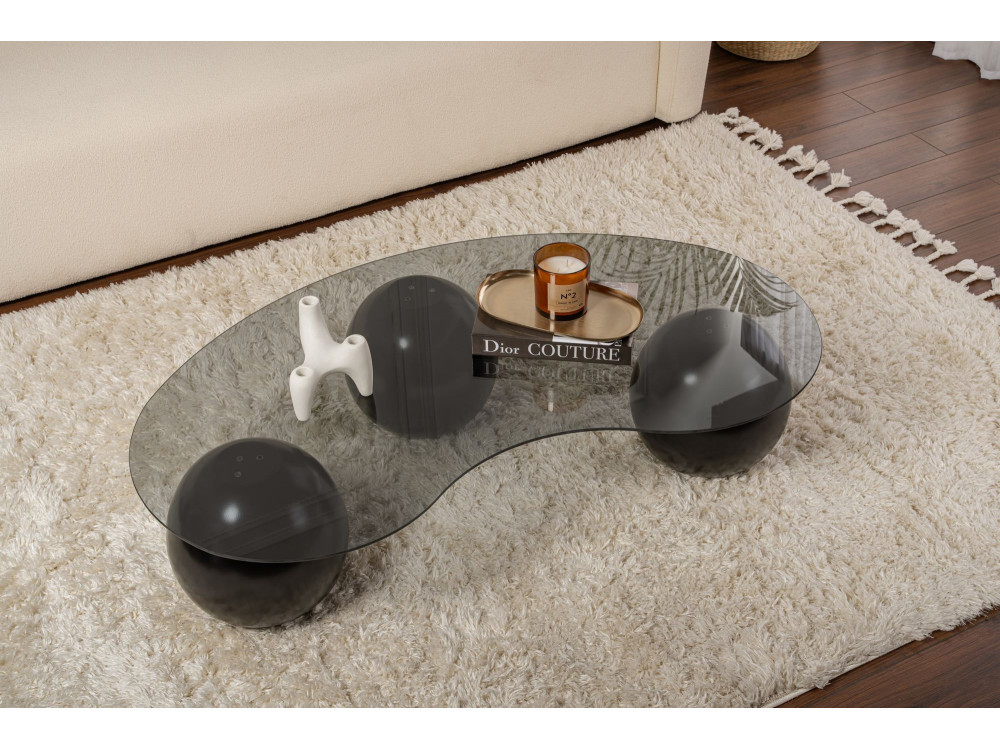 Table basse en verre "Sphere" - 120 x 70 x 30 cm - Noir