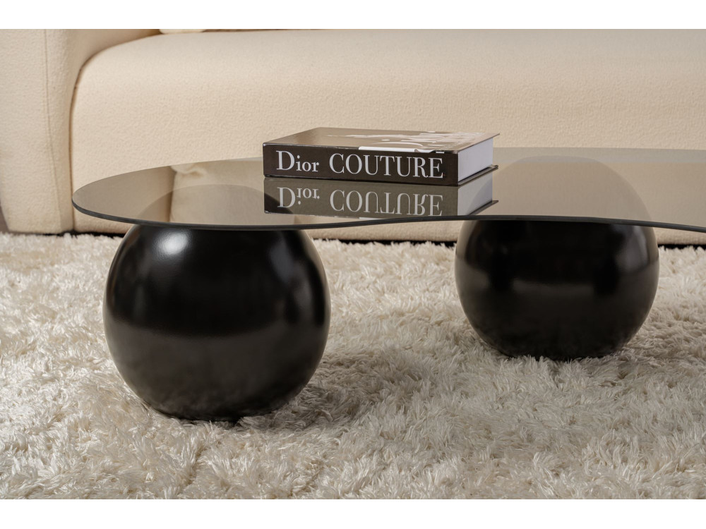 Table basse en verre "Sphere" - 120 x 70 x 30 cm - Noir