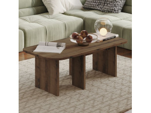 Ensemble tables basses en bois "Iris" - 90 x 45 x 35 cm - Marron 2
