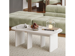 Ensemble tables basses en bois "Iris" - 90 x 45 x 35 cm - Blanc 2