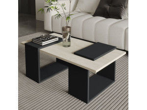 Table basse en bois "Matris" - 90 x 46 x 37 cm - Gris anthracite 2