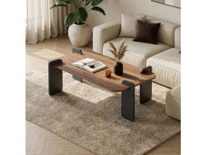 Table basse en bois "Renard" - 120 x 60 x 35 cm - Marron clair 2