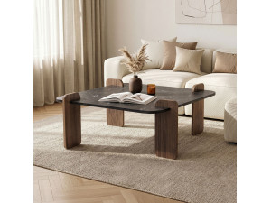 Table basse en bois "Marais" - 90 x 90 x 35 cm - Noir 2