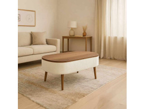 Table basse en bois "Noya" - 90 x 60 x 43 cm - Blanc 2