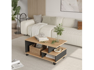 Table basse en bois "MIN9" - 90 x 51 x 42 cm - Gris anthracite 2