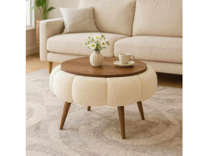 Table basse en bois "Papatya 60" - 60 x 60 x 44 cm - Crème 2