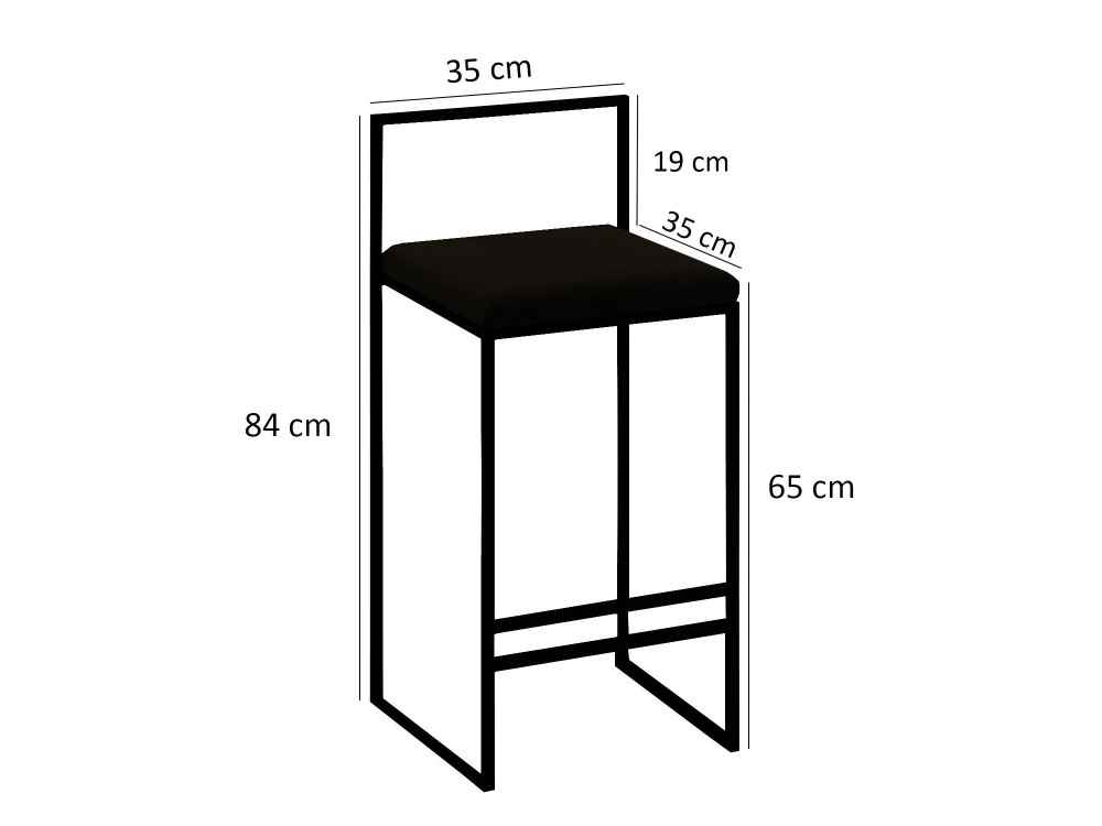 Tabouret de bar en métal "Nordic" 35 x 35 x 84 cm - Crème