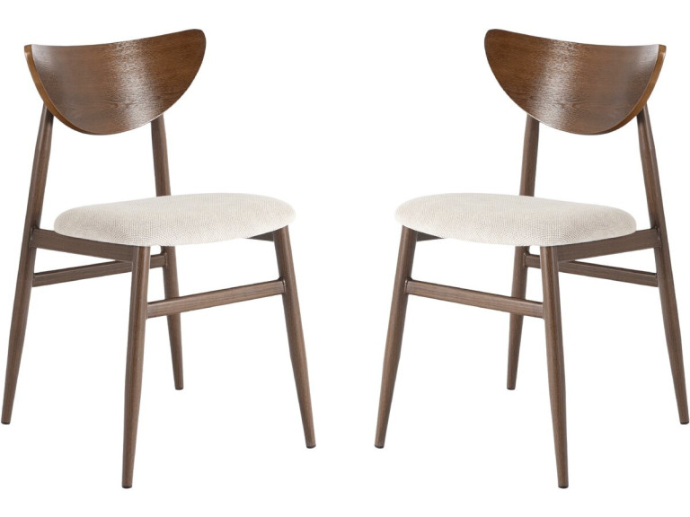 Lot de 2 chaises de salle a manger style scandinave en bois "Lumbra" - Marron