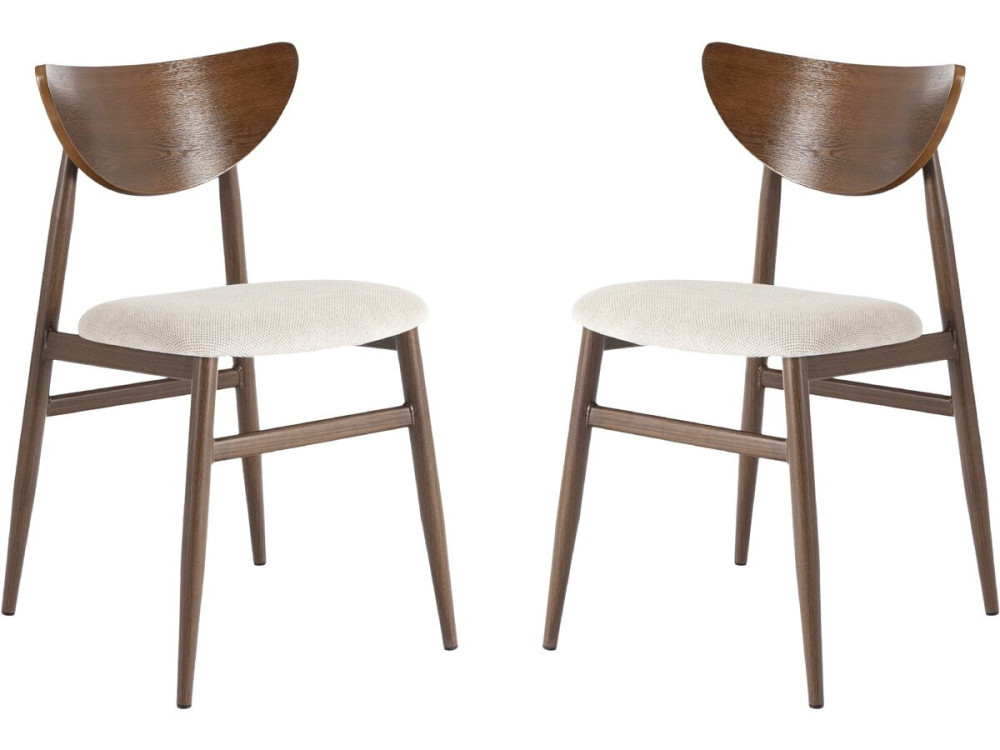 Lot de 2 chaises de salle a manger style scandinave en bois "Lumbra" - Marron