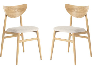 Lot de 2 chaises de salle a manger style scandinave en bois "Lumbra" - Beige