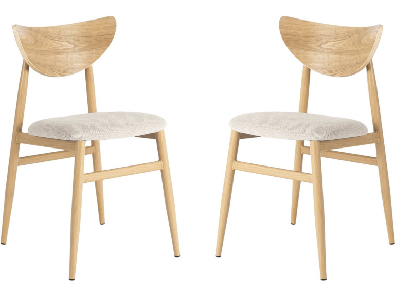 Lot de 2 chaises de salle a manger style scandinave en bois "Lumbra" - Beige