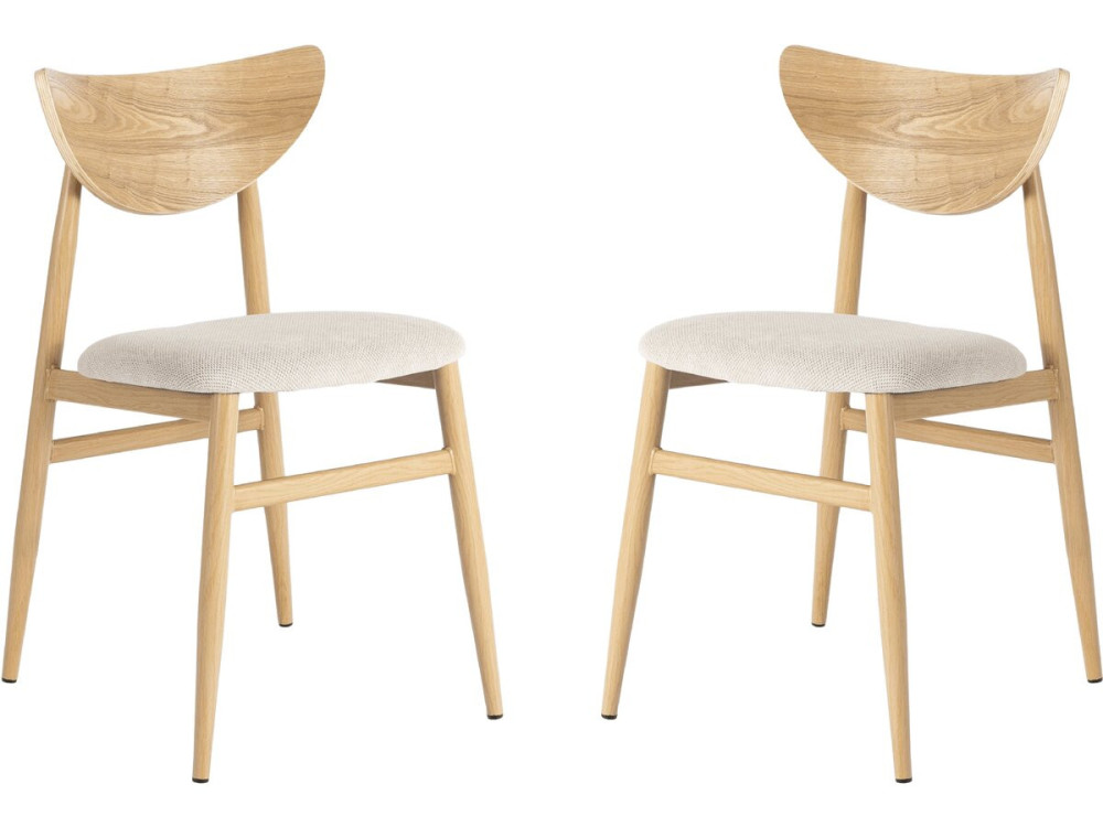 Lot de 2 chaises de salle a manger style scandinave en bois "Lumbra" - Beige
