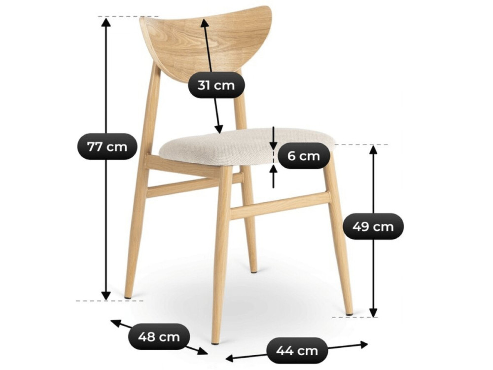 Lot de 2 chaises de salle a manger style scandinave en bois "Lumbra" - Beige