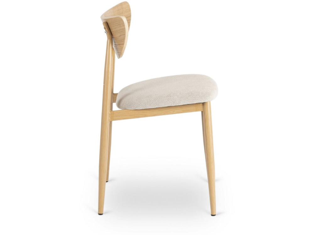Lot de 2 chaises de salle a manger style scandinave en bois "Lumbra" - Beige