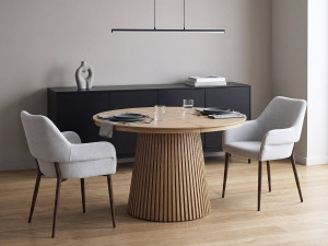 Lot de 2 chaises de salle à manger avec accoudoirs "Jade" - Gris clair 2