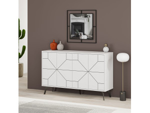 Buffet en bois "Dune" - 123 x 35 x 62 cm - Blanc 2