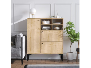 Buffet en bois "Ewa" - 100 x 35 x 125 cm - Chêne Saphir 2