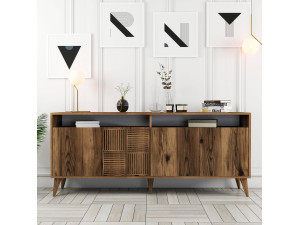 Buffet en bois "Milan" - 180 x 35 x 78 cm - Noyer 2