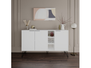 Buffet en bois "Clara" - 142 x 35 x 83 cm - Blanc 2