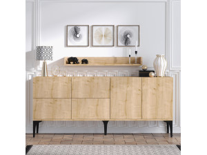 Buffet en bois "Stella" - 180 x 40 x 55 cm - Chêne Saphir 2