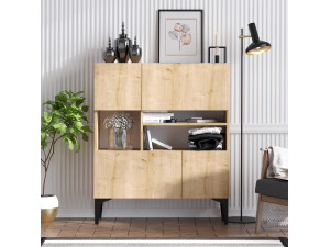 Buffet en bois "Krista" - 100 x 35 x 125 cm - Chêne Saphir 2